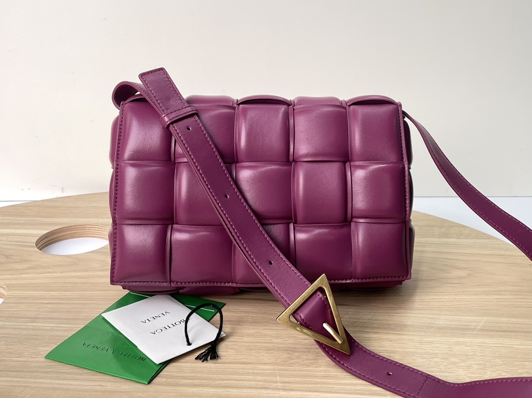 Padded Cassette Intreccio Leather Cross-body Bag Purple